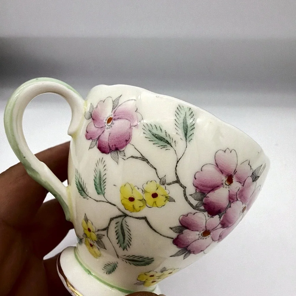Springdale VTG Foley Bone China Tea Cup & Saucer Set V4600 Pink Yellow Floral Go